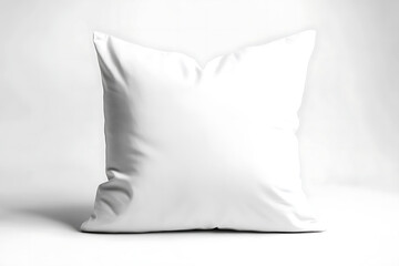 A white pillow is sitting on a white surface