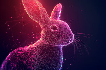 rabbit. Digital wireframe polygon illustration. line and dots technology . Eastern rabbit.	
