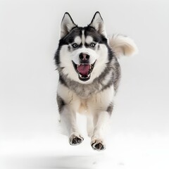 Playful Husky Running in the Snow