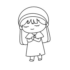 A girl is drawing a picture of herself
