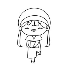 Obraz premium A cartoon girl with a cross on her head and a smile on her face