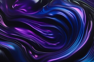 Obraz premium A dark holographic fluid design with black, purple and deep blue highlights