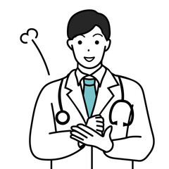 納得/解決する笑顔な男性医師のイラスト
