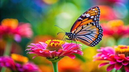 Butterfly perched delicately on a vibrant flower, insect, pollination, nature, colorful, garden, wings, beauty, close-up, wildlife