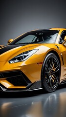Yellow sports car with black accents.