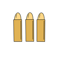 Three bullets are drawn in a cartoon style