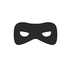 A black mask with two eyes and a frowning mouth