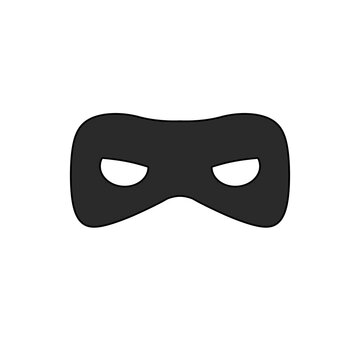 A black mask with two eyes and a frowning mouth