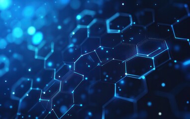Abstract Hexagon Pattern with Blue Glowing Lines