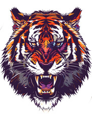 Fototapeta premium Geometric Tiger Head traditional tattoo illustration