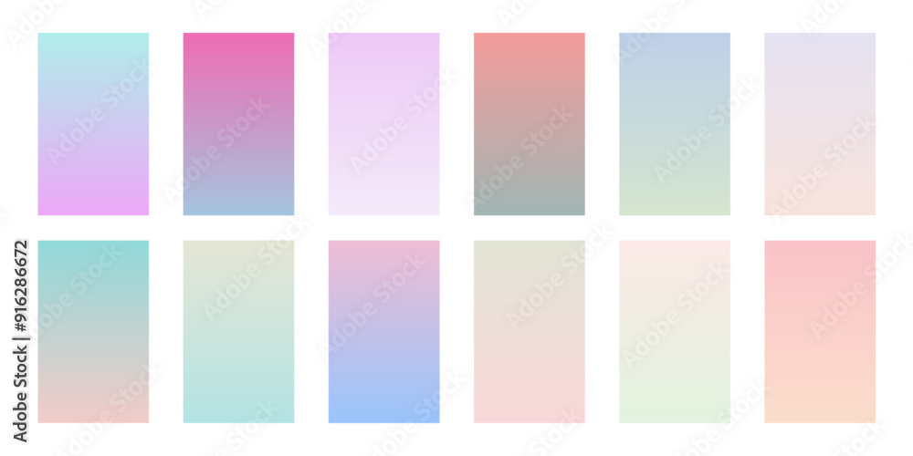Wall mural set of soft pastel color palette poster for ui or ux backdrop