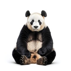 Fototapeta premium Cute Panda Bear Sitting Isolated on White Background