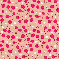 seamless pattern of cherry for surface fabric print repeatable backdrop wallpaper