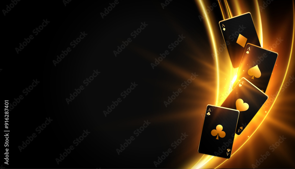 Wall mural gambling ace card dark background with text space and light effect