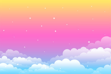 Fototapeta premium beautiful rainbow spectrum background with clouds design