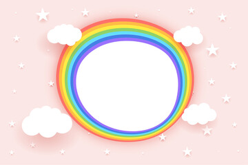 Fototapeta premium decorative rainbow and cloud on pastel background design