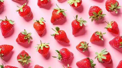 Red strawberry pattern on a pink background.