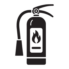 Minimal Fire Extinguisher Black Silhouette Vector.