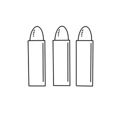 Three bullet shaped containers with a white background