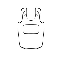 A white tank top with a black logo on the front