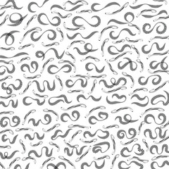 Collection of simple geometric seamless ornamental vector leaf's patterns and swatches. White and grey geometric oriental backgrounds.