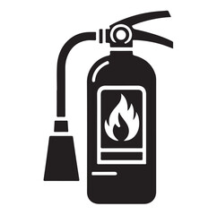 Obraz premium Minimal Fire Extinguisher Black Silhouette Vector.