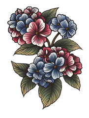 Hydrangea flower traditional tattoo illustration