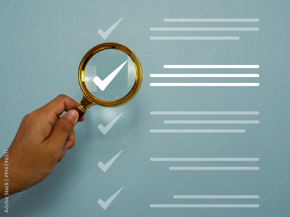 Poster business performance checklist and performance tracking, assessment questionnaire, document verifica