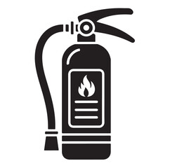 Minimal Fire Extinguisher Black Silhouette Vector.