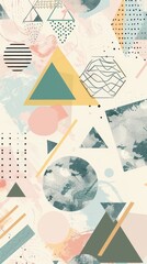 Abstract arrangement of geometric shapes in soft colors creates a vibrant and artistic decorative effect