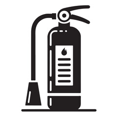 Minimal Fire Extinguisher Black Silhouette Vector.
