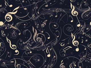 Abstract Music Notes Seamless Pattern.