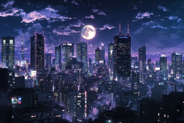 Obraz premium Urban Legends: A Tale of Animated Cityscapes and Stories Weaved into the Skyline of Metropolises,Abstract concepts, game concept art, storybook illustrations, comic strips, book illustrations