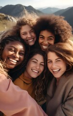 Obraz premium Group of Diverse Friends Enjoying a Fun Day Outside Together