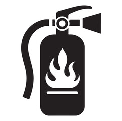 Minimal Fire Extinguisher Black Silhouette Vector.