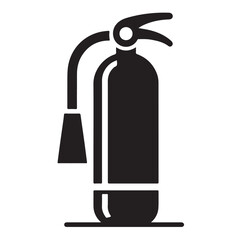 Minimal Fire Extinguisher Black Silhouette Vector.