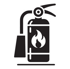 Minimal Fire Extinguisher Black Silhouette Vector.