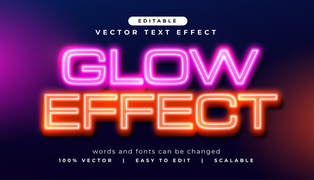 editable glow effect text style in neon style