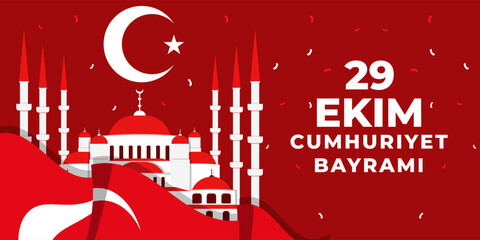 Obraz premium 29 Ekim turkish armed forces day celebration horizontal banner