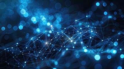  Abstract image of a blue digital wave with glowing particles, symbolizing data flow, technology, and futuristic networks.