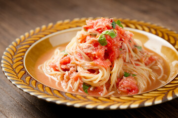 トマトとツナの冷製パスタ