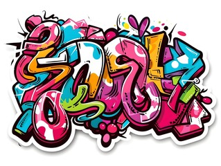 Obraz premium Stylish Streetwear Graffiti Design on White Background for Shirt or Sticker