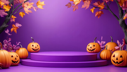 Background podium sale 3D Halloween. Sale product background podium stage platform template