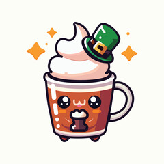 Christmas kawaii Hot Irish Coffee  flat icon