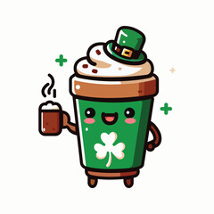 Christmas kawaii Hot Irish Coffee  flat icon