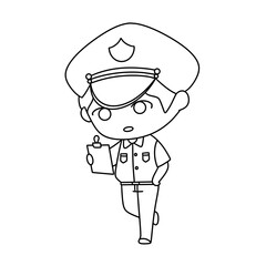 A police officer is holding a clipboard and looking at it