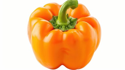 A bright orange bell pepper, isolated on a transparent background, ideal for colorful and nutritious meal themes.