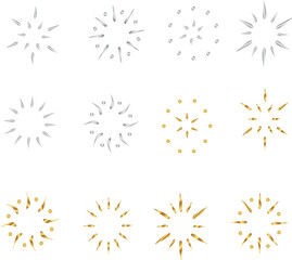 set of sun icons firework sparkling set