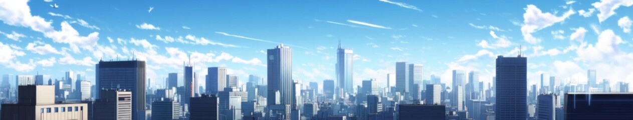 Obraz premium Urban Utopia: Anime-Style Cityscape Representing the Ideal City Environment for Abstract and Conceptual Art in Gaming and Storytelling
