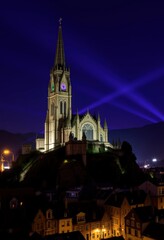 Illuminated Church at Night.